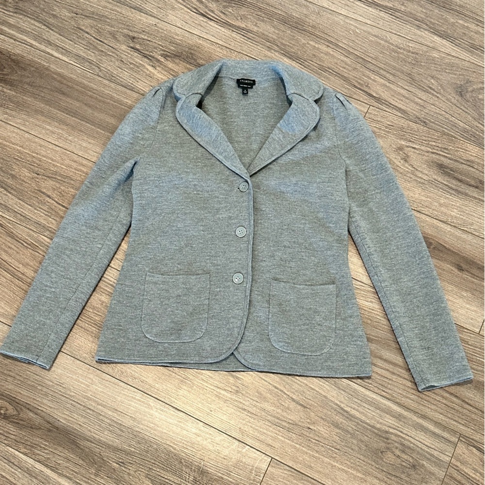NWOT Talbots Merino Wool Grey Sweater Blazer Size Small - Picture 3 of 10